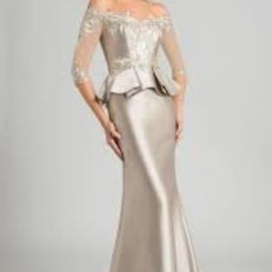 Glamorous Feriani  beaded off-shoulder peplum gown